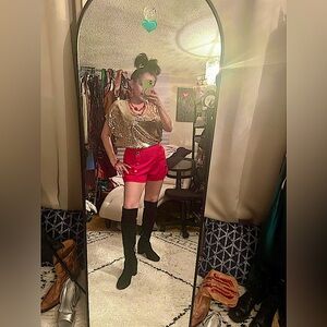 Emery Rose size small perfect red party shorts w gold accent buttons ❤️